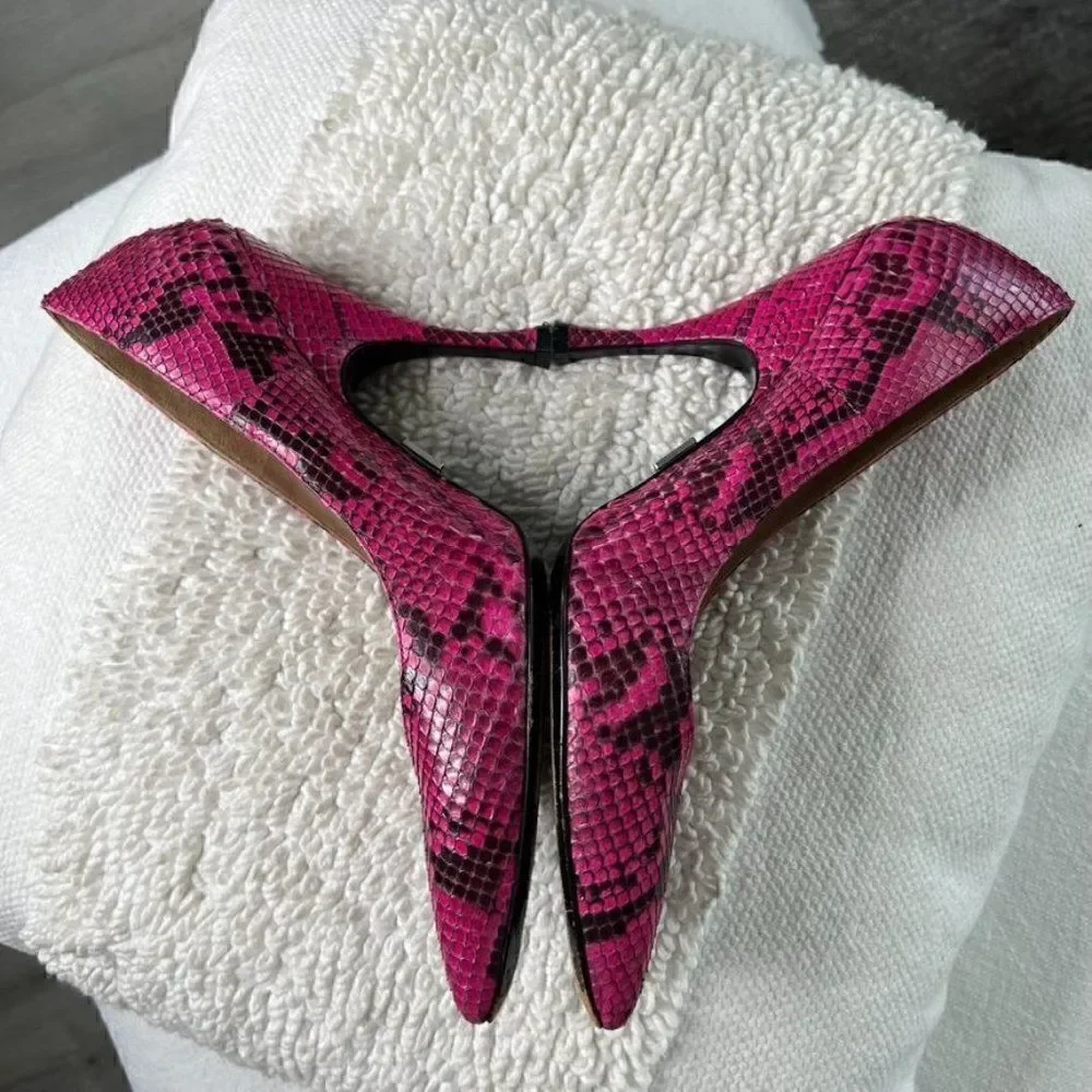 MICHAEL KORS Pink Python Leather Heels In Size 38 - Picture 7 of 9